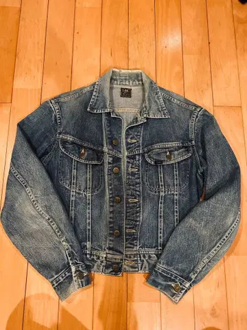 70s LEE 101-J 데님 자켓 세로 워싱 38 블랙 태그