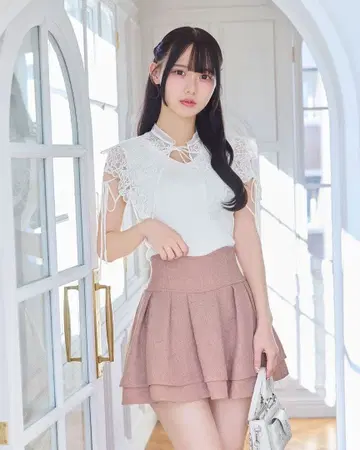 미셸 마카롱 슬림 레그 엘레강트 트위드 스커트 핑크 XS