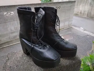 블랙 사이드 고어 부츠 높은 힐 Used