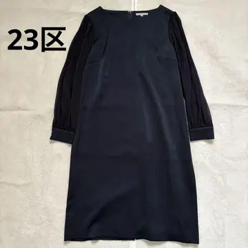 23구 원피스 시어 소매 포멀 다크 네이비 롱 원피스 온워드 카시야마