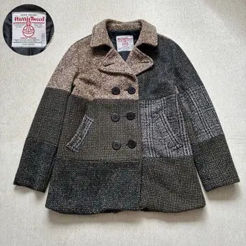 해리스 트위드 P코트 피코트 해리스 트위드 울 코트