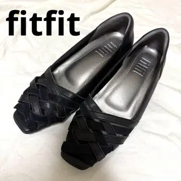 fitfit 크로스 가죽 오픈토 펌프스 24cm 블랙