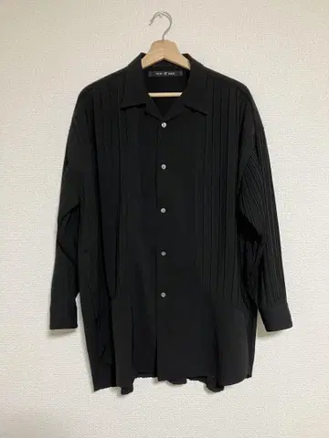 노아이디 NO ID. 블랙 플리츠 셔츠 오버 사이즈 새상품급