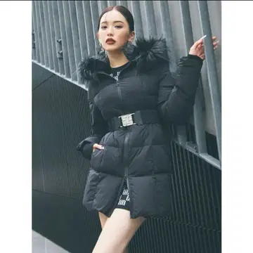 후드 부착 퍼 부착 다운 자켓