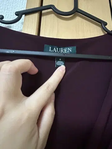 Lauren 무릎 원피스 와인색