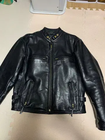 블랙 가죽 싱글 라이더 자켓