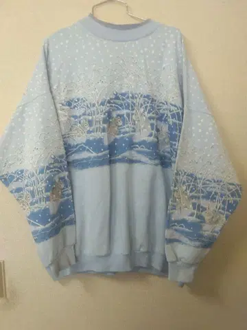 귀여워! 90s vintage 눈 토끼 맨투맨 트레이닝복 올오버 프린트