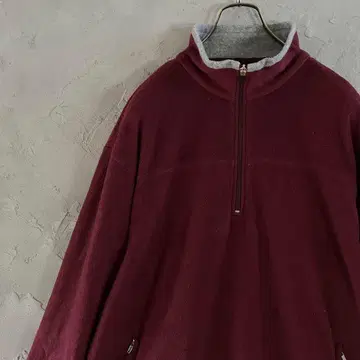 90s 플리스 하프 지퍼 버건디 드로 코드 심플 LO11