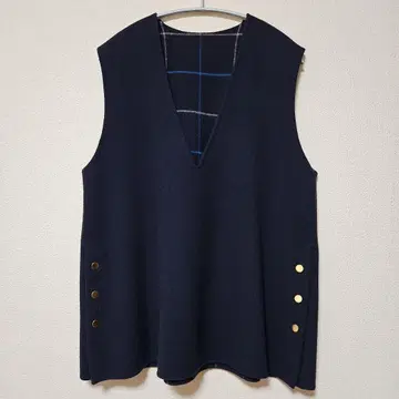 UNITED ARROWS 울 네이비 V넥 베스트 리버서블