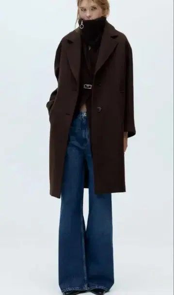 ZARA 울 오버 사이즈 코트 브라운