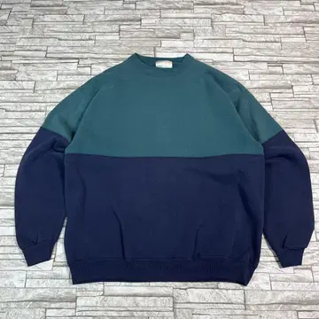 80s 90s Hanes 무지 맨투맨 네이비 그린 빈티지
