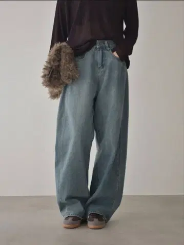 [시착만 한 상품] lavish gate 루즈 데님 팬츠 워시 블루 S