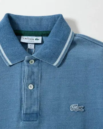 라코스테 LACOSTE 배색 리브 니트 인디고 피케 셔츠 블루 그레이 4
