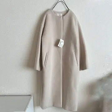 이에나 새상품 램스울 노카라 롱 코트 38
