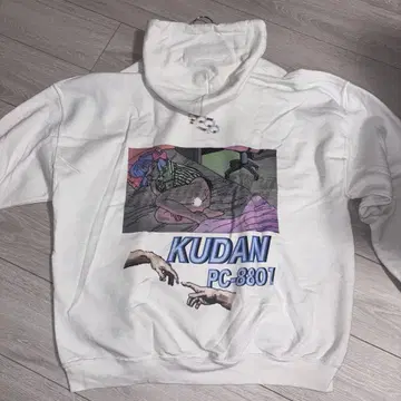 KUDAN 그래픽 후드티 XL 화이트