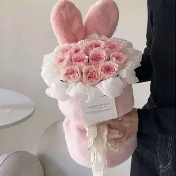 덕질 생일 토끼 컬러 핑크 부케