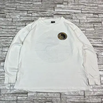 90s 빈티지 긴팔 T셔츠 음양도 서퍼 화이트