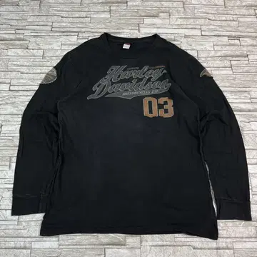 할리데이비슨 롱T셔츠 블랙 자수 로고 굿페이드