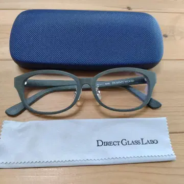 DIRECT GLASS LABO 카키 코 패드 부착 우드풍 패션 안경