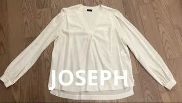 JOSEPH 아이보리 워셔블 실크 V넥 긴팔 셔츠 36 사이즈