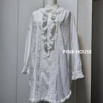새상품급 핑크하우스 긴팔 프릴 블라우스 셔츠 상의 멜로즈