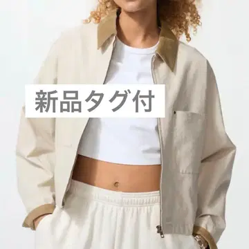 [택 포함 새상품] UNIQLO 집업 숏 자켓 S 내추럴