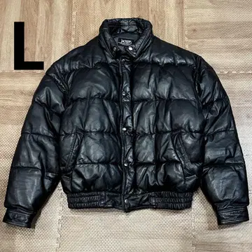 빈티지 두툼한 패딩 자켓 리얼 가죽 천연 가죽 눕시 계열 한국제 L