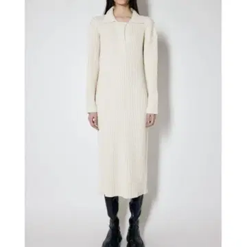 MOUSSY 아이보리 리브 니트 원피스