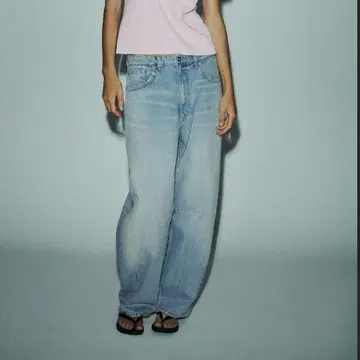 ZARA 배기 벌룬 미드 라이즈 데님 팬츠