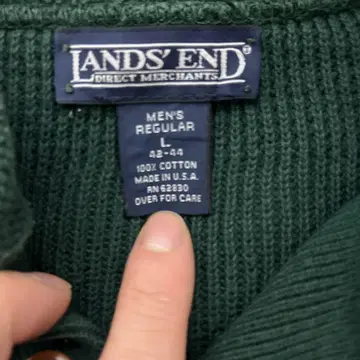 90s USA제 LANDS' END 코튼 밀리터리 니트 헨리넥