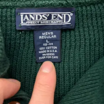 90s USA제 LANDS' END 코튼 밀리터리 니트 헨리넥