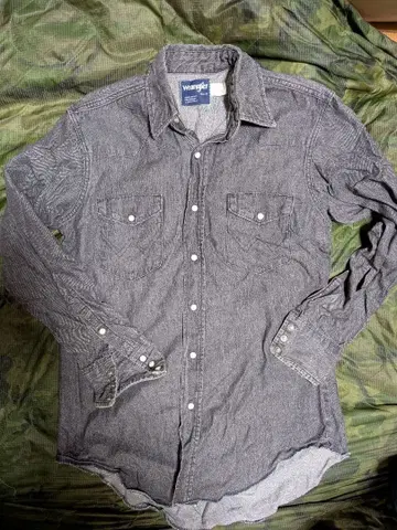 선염 블랙 wrangler 데님 셔츠 미국제 15 1/2 33
