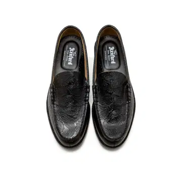 MENS EMBOSSED LOAFERS / BLACK PAISLEY