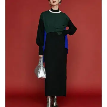 UN3D. 숏 레이어드 니트 원피스 36