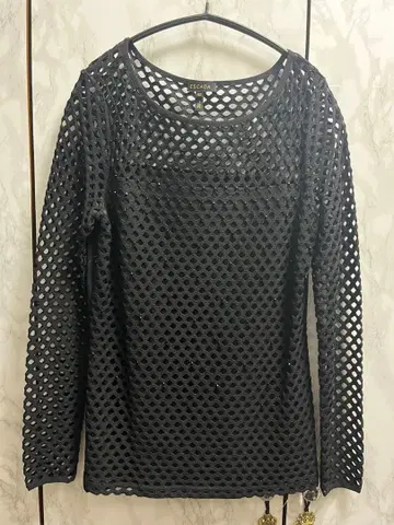 새상품급 ESCADA 블랙 메쉬 상의 XS