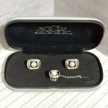 SOCIAL 커프 링크스 넥타이핀 세트 펄