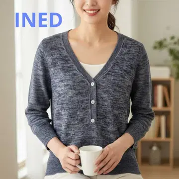 INED V넥 니트 새상품급 이네드 믹스 컬러