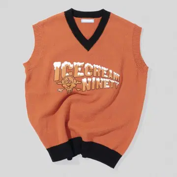 9090 x ICECREAM 니트 베스트 오렌지 L 사이즈