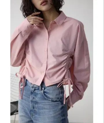 AZUL BY MOUSSY 프론트 개더 셔츠 핑크