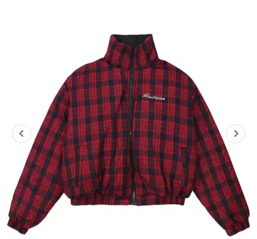 맨션 빨검 체크 다운 자켓 mush wear