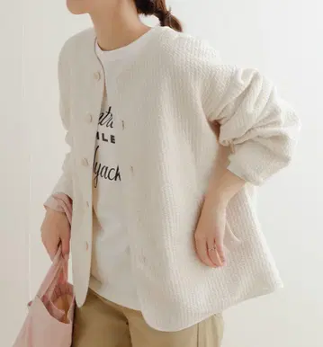 URBAN RESEARCH DOORS 퀼트 노카라 자켓 아이보리