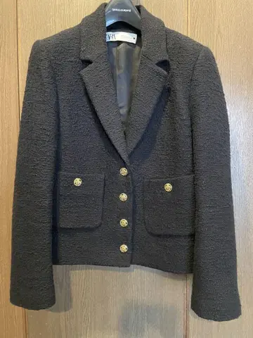 ZARA 블랙 텍스처 테일러드 자켓 S