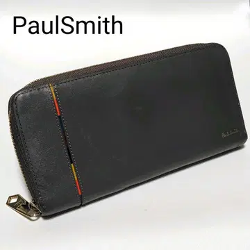 폴스미스 장지갑 그레이지 가죽 라운드 지퍼 멀티 스트라이프