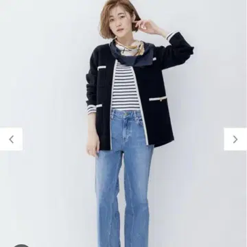 23구 부클레 니트 노카라 자켓 블랙 38