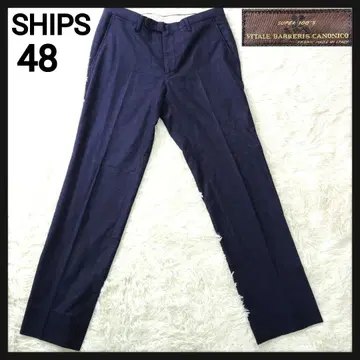 카노니코 고급 원단 쉽스 테일러링 스타일 기모 울 슬랙스 네이비