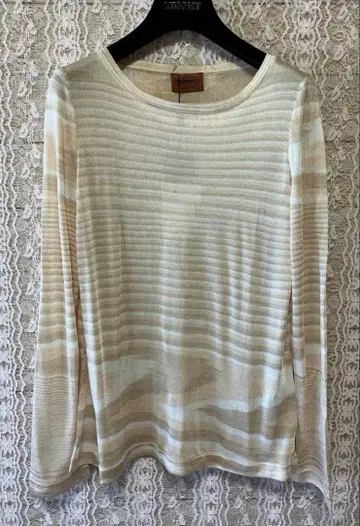 MISSONI 아이보리 스트라이프 패턴 긴팔 니트 [미사용]