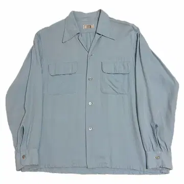 50s ARROW 오픈 카라 레이온 개버딘 셔츠 오픈 카라 vintage