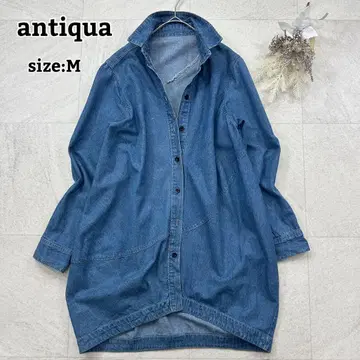 [ antiqua ] 데님 코쿤 롱 셔츠 자켓 인디고 M