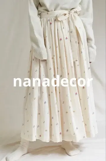 nanadecor 나나데코르 사이드 리본 롱 스커트 꽃