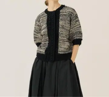 CLANE DOT LINE HALF SLEEVE KNIT 가디건